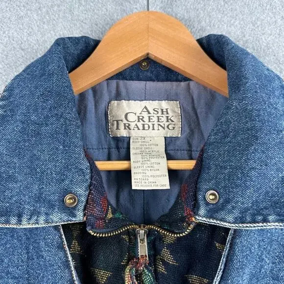 Vintage Ash Creek Trading Coat Jacket Aztec Desert Jean Denim 2XL